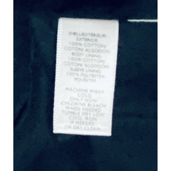 LOFT Blazer Womens Medium Open Front Southwestern Fringe Cotton Navy Blue Boho - Picture 7 of 7